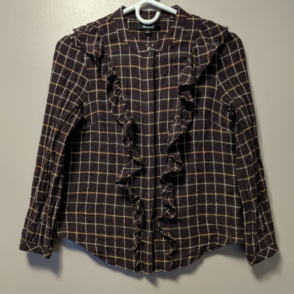 Madewell ruffle trim plaid button down - Picture 3 of 6